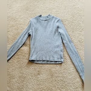 Grey Long Sleeve Cropped Sweater